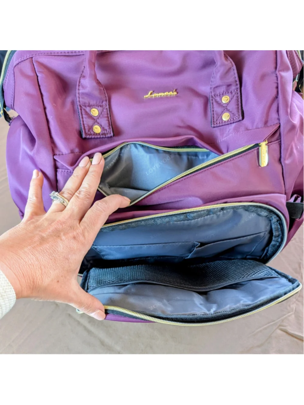 LOVEVOOK Purple Travel Laptop Bag Diaper Bag Backpack NWT USB Port Multi Pockets